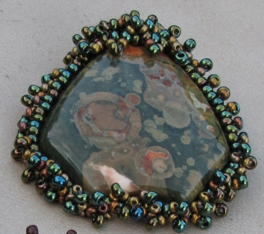 Rainforest Jasper Beaded Necklace Pendant (2)